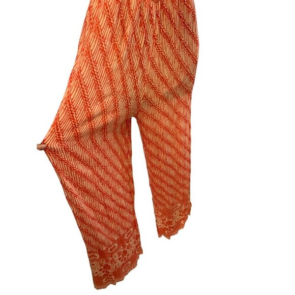 Free People jumpsuit strapless Med orange white stretchy - Picture 6 of 6